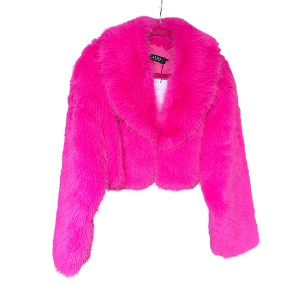 AKIRA NWT Stunning Hot Pink Faux Fur Long Sleeve Lined Teddy Jacket (0721) - Picture 3 of 12